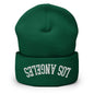 Upside Down Los Angeles LA Embroidered Knit Cuffed Beanie - Spruce
