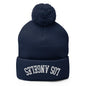 Upside Down Los Angeles LA Embroidered Knit Pom Beanie - Navy