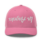 Upside Down Los Angeles LA Vintage Sports Script Embroidered Mesh Trucker Hat - Pink