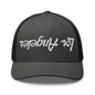 Upside Down Los Angeles LA Vintage Sports Script Embroidered Mesh Trucker Hat - Charcoal/ Black