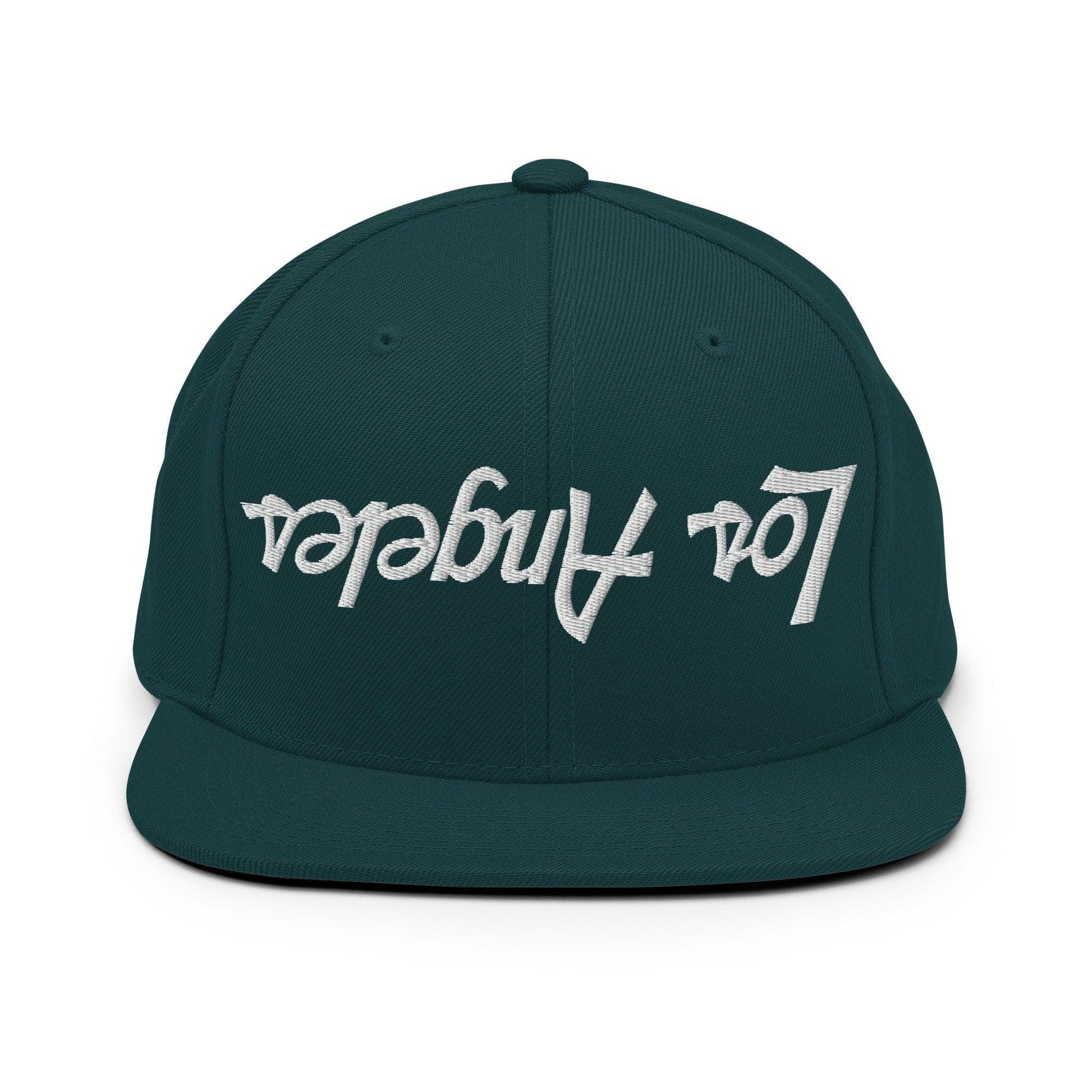 Upside Down Los Angeles LA Vintage Sports Script Flat Bill Brim Snapback Hat - Spruce