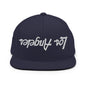 Upside Down Los Angeles LA Vintage Sports Script Flat Bill Brim Snapback Hat - Navy