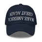 Upside Down Make America Great Again MAGA Embroidered Dad Hat - Navy
