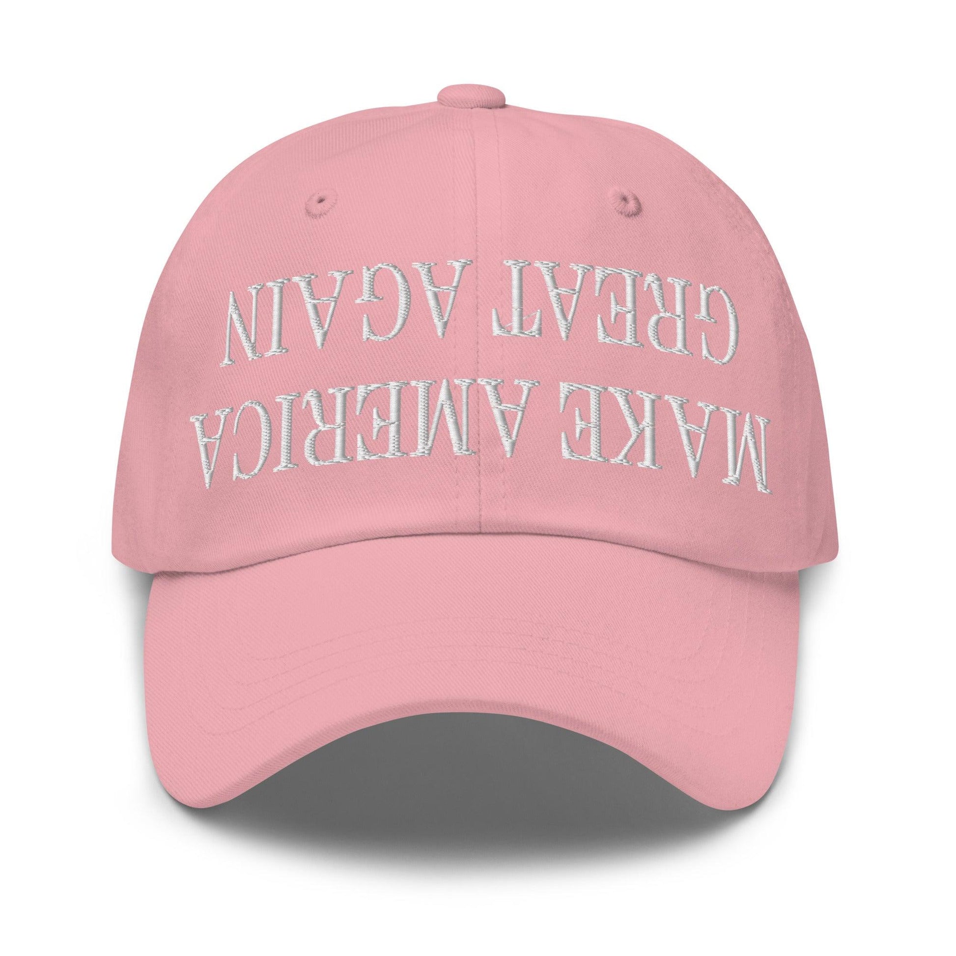 Upside Down Make America Great Again MAGA Embroidered Dad Hat - Pink