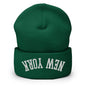 Upside Down New York Embroidered Knit Cuffed Beanie - Spruce