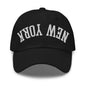 Upside Down New York Varsity Letterman Embroidered Dad Hat - Black