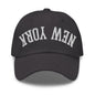 Upside Down New York Varsity Letterman Embroidered Dad Hat - Dark Grey