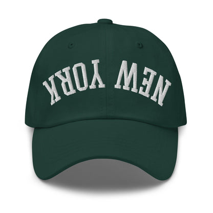 Upside Down New York Varsity Letterman Embroidered Dad Hat - Spruce