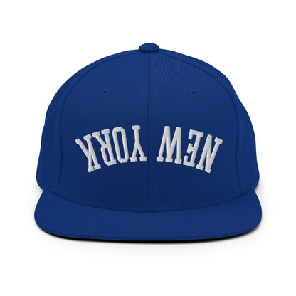 Upside Down New York Varsity Letterman Flat Bill Brim Snapback Hat - Royal Blue