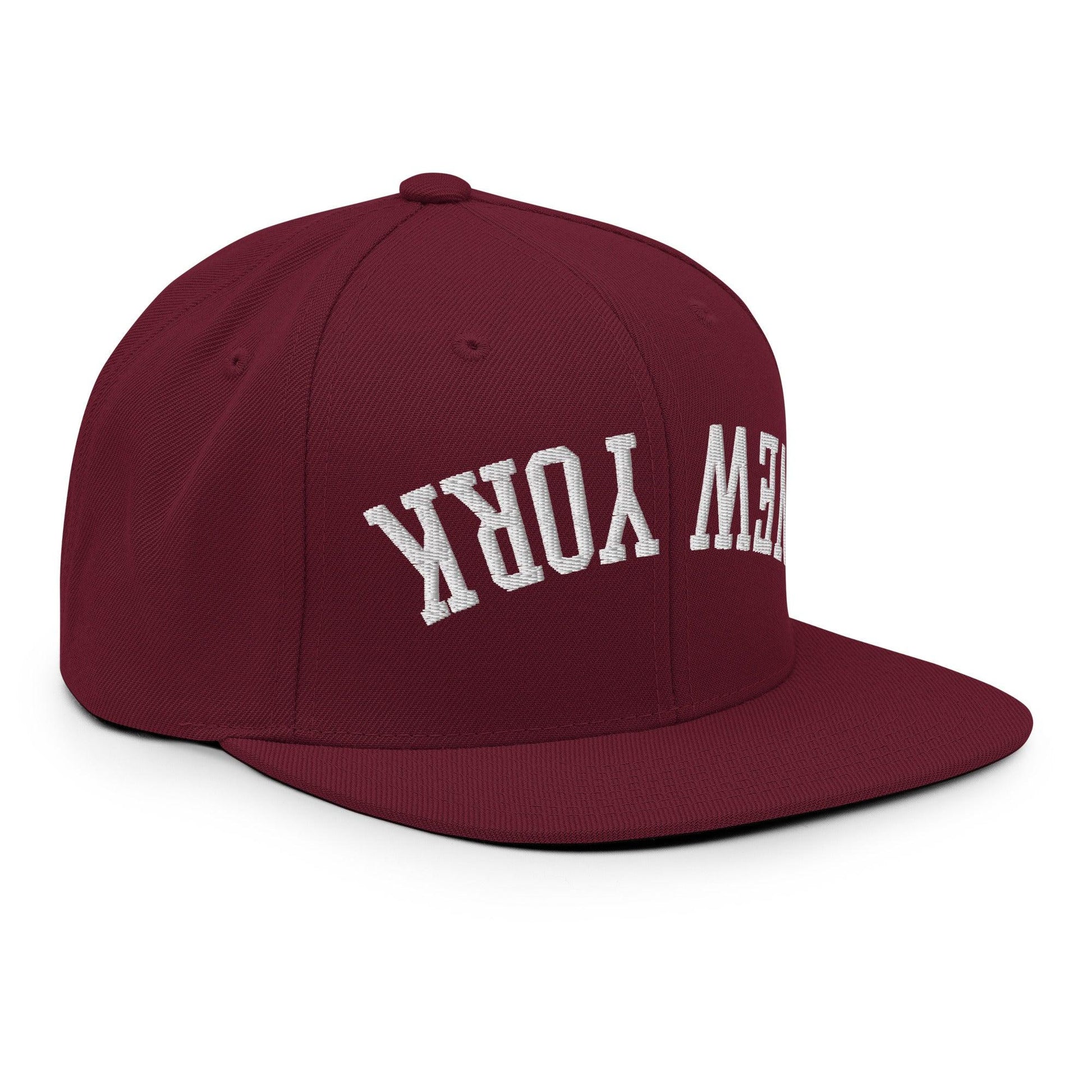 Upside Down New York Varsity Letterman Flat Bill Brim Snapback Hat
