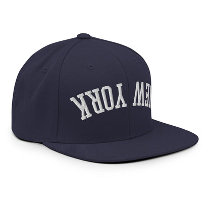 Upside Down New York Varsity Letterman Flat Bill Brim Snapback Hat