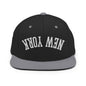 Upside Down New York Varsity Letterman Flat Bill Brim Snapback Hat - Black/ Silver