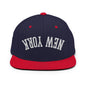 Upside Down New York Varsity Letterman Flat Bill Brim Snapback Hat - Navy/ Red