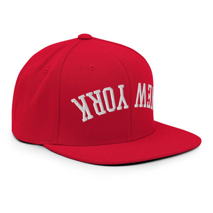 Upside Down New York Varsity Letterman Flat Bill Brim Snapback Hat