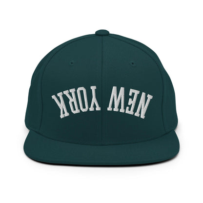 Upside Down New York Varsity Letterman Flat Bill Brim Snapback Hat - Spruce