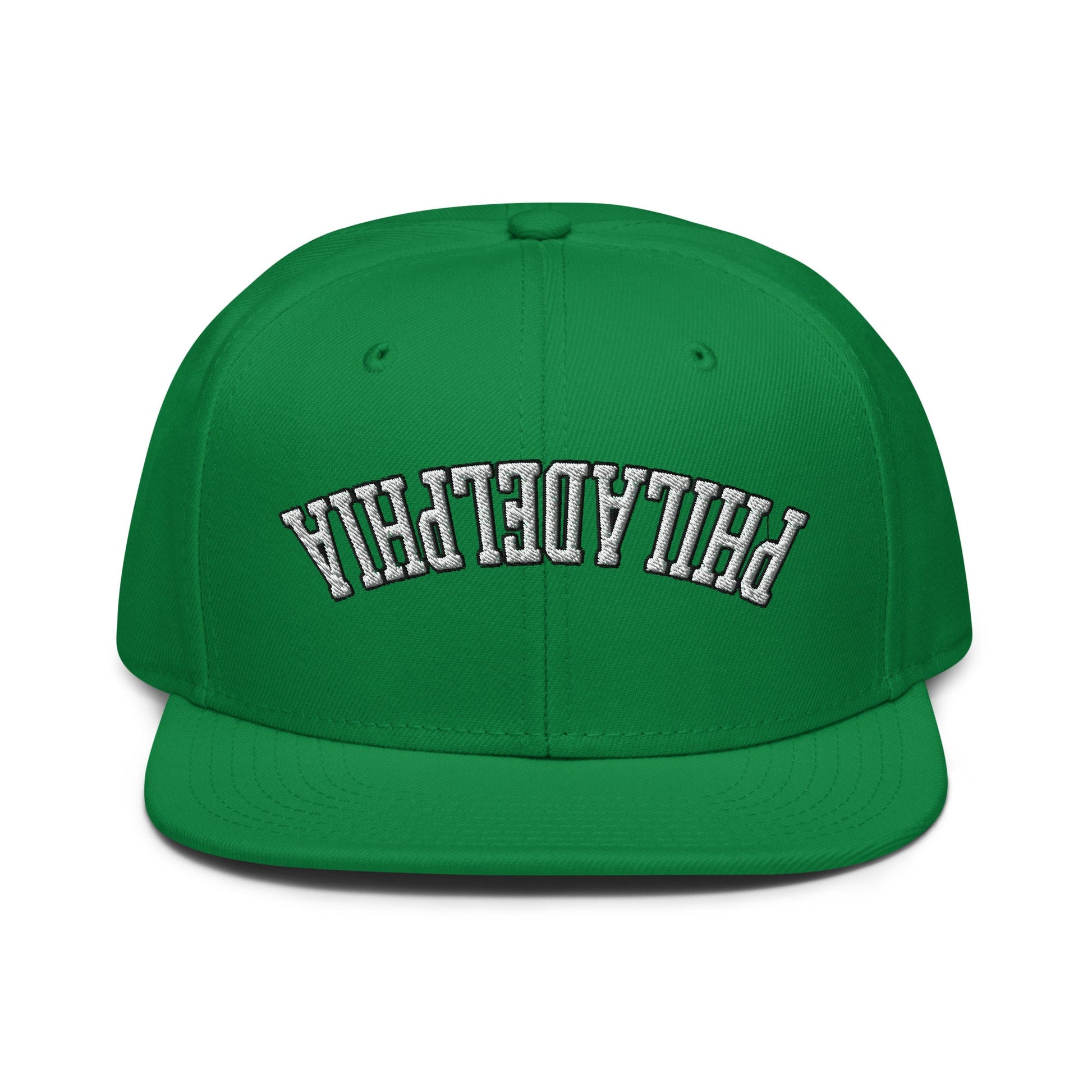 Upside Down Philadelphia Football Embroidered Flat Bill Brim Snapback Hat