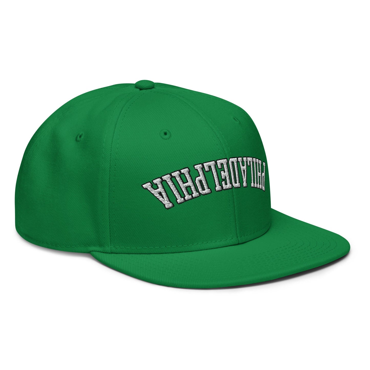 Upside Down Philadelphia Football Embroidered Flat Bill Brim Snapback Hat