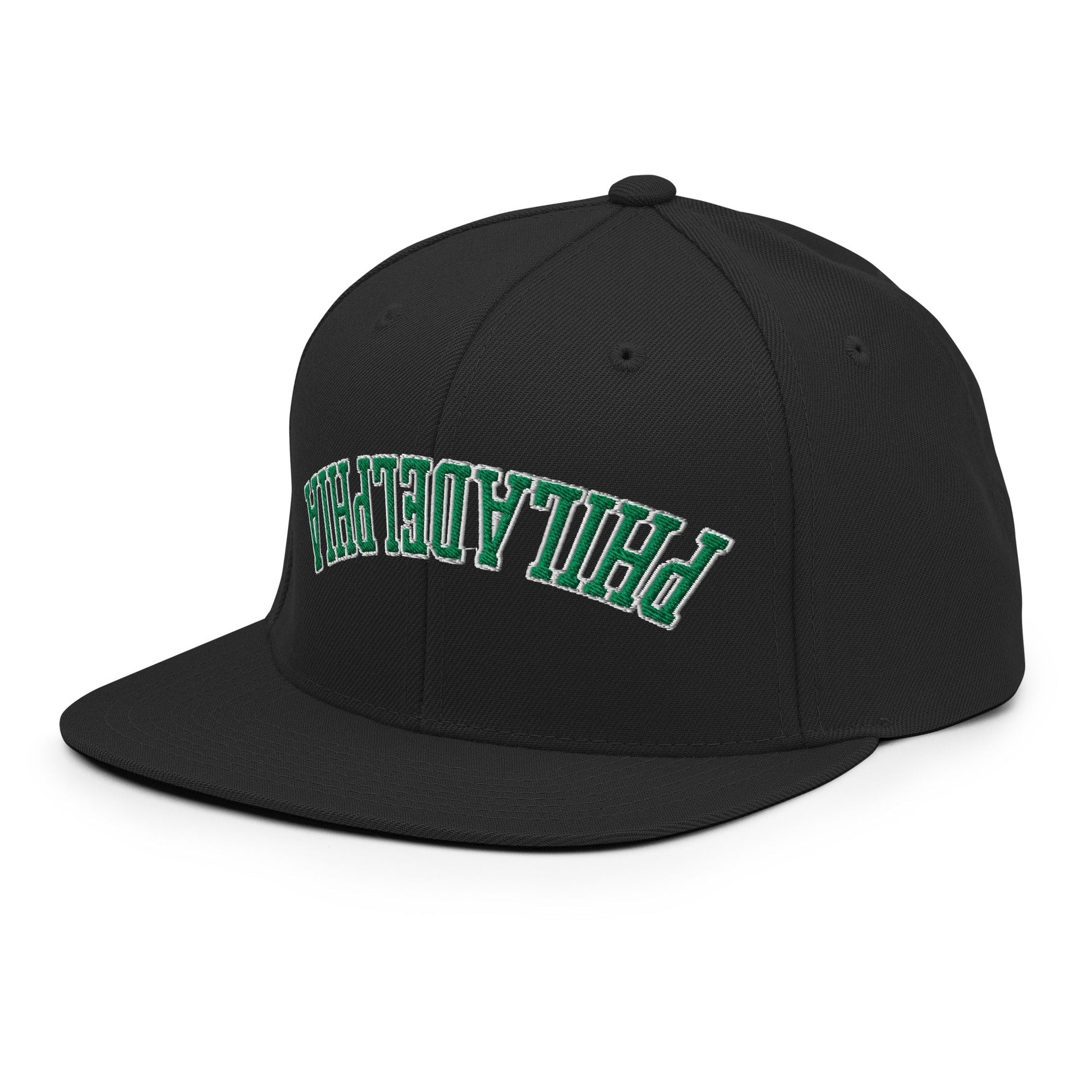 Upside Down Philadelphia Football Embroidered Flat Brim Bill Snapback Hat