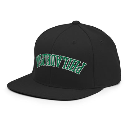 Upside Down Philadelphia Football Embroidered Flat Brim Bill Snapback Hat