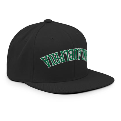 Upside Down Philadelphia Football Embroidered Flat Brim Bill Snapback Hat