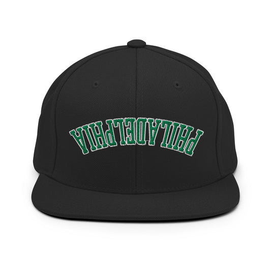 Upside Down Philadelphia Football Embroidered Flat Brim Bill Snapback Hat - Toronto Screen Printing