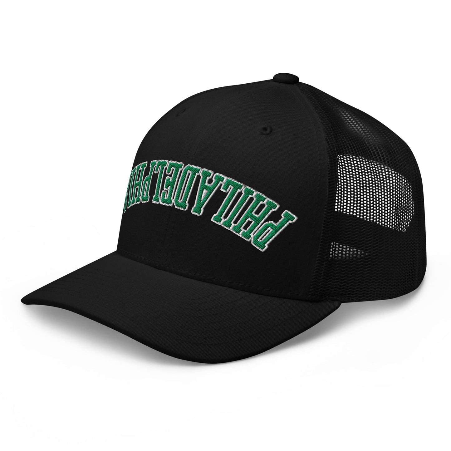 Upside Down Philadelphia Football Embroidered Retro Mesh Trucker Hat