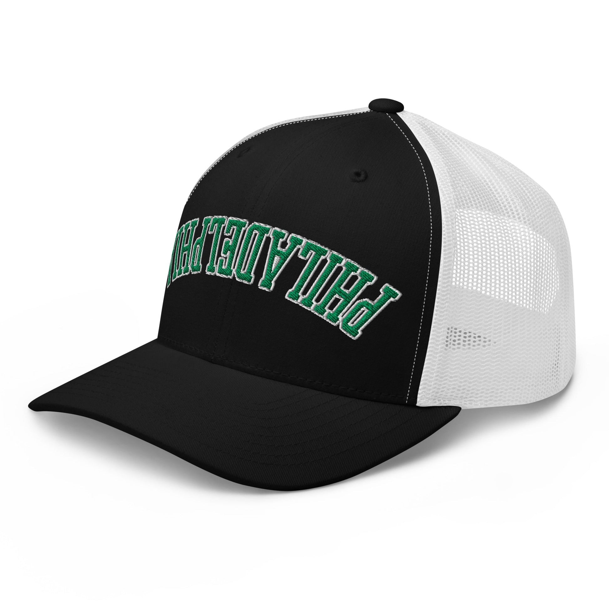 Upside Down Philadelphia Football Embroidered Retro Mesh Trucker Hat