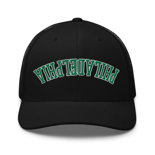 Upside Down Philadelphia Football Embroidered Retro Mesh Trucker Hat - Toronto Screen Printing