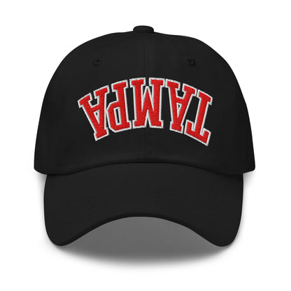 Upside Down Tampa Football Embroidered Dad Hat - Black