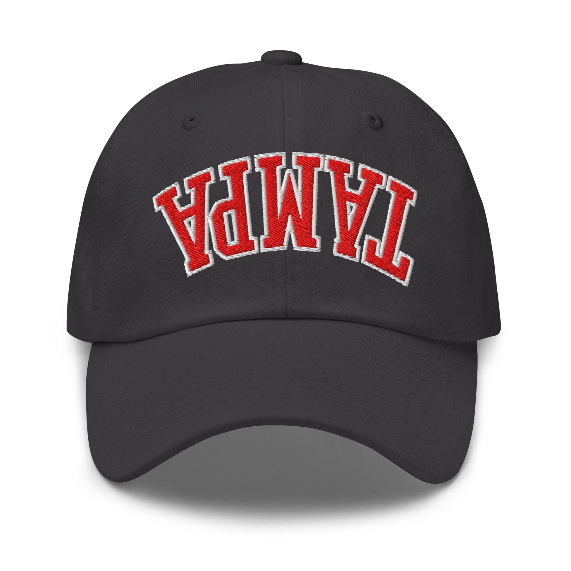 Upside Down Tampa Football Embroidered Dad Hat - Dark Grey