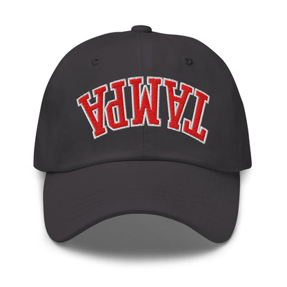 Upside Down Tampa Football Embroidered Dad Hat - Dark Grey