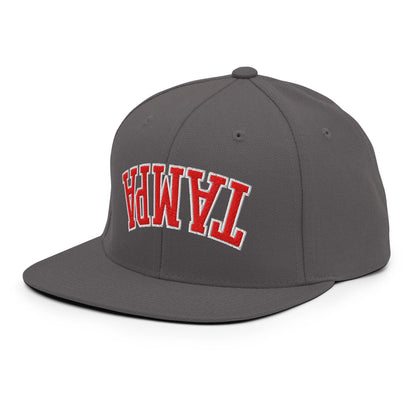 Upside Down Tampa Football Embroidered Flat Bill Brim Snapback Hat