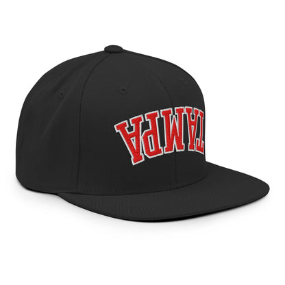Upside Down Tampa Football Embroidered Flat Bill Brim Snapback Hat