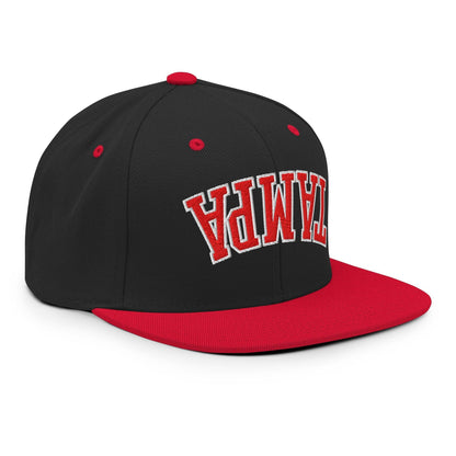Upside Down Tampa Football Embroidered Flat Bill Brim Snapback Hat