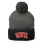 Upside Down Tampa Football Embroidered Knit Pom Beanie - Dark Heather Grey/ Black