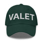 Green valet uniform work embroidered dad hat with VALET embroidery