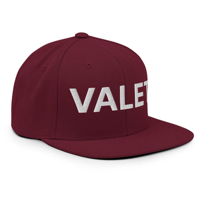 Maroon valet uniform work embroidered flat brim snapback hat for professional uniforms