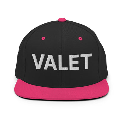Black and pink valet uniform work embroidered flat brim snapback hat