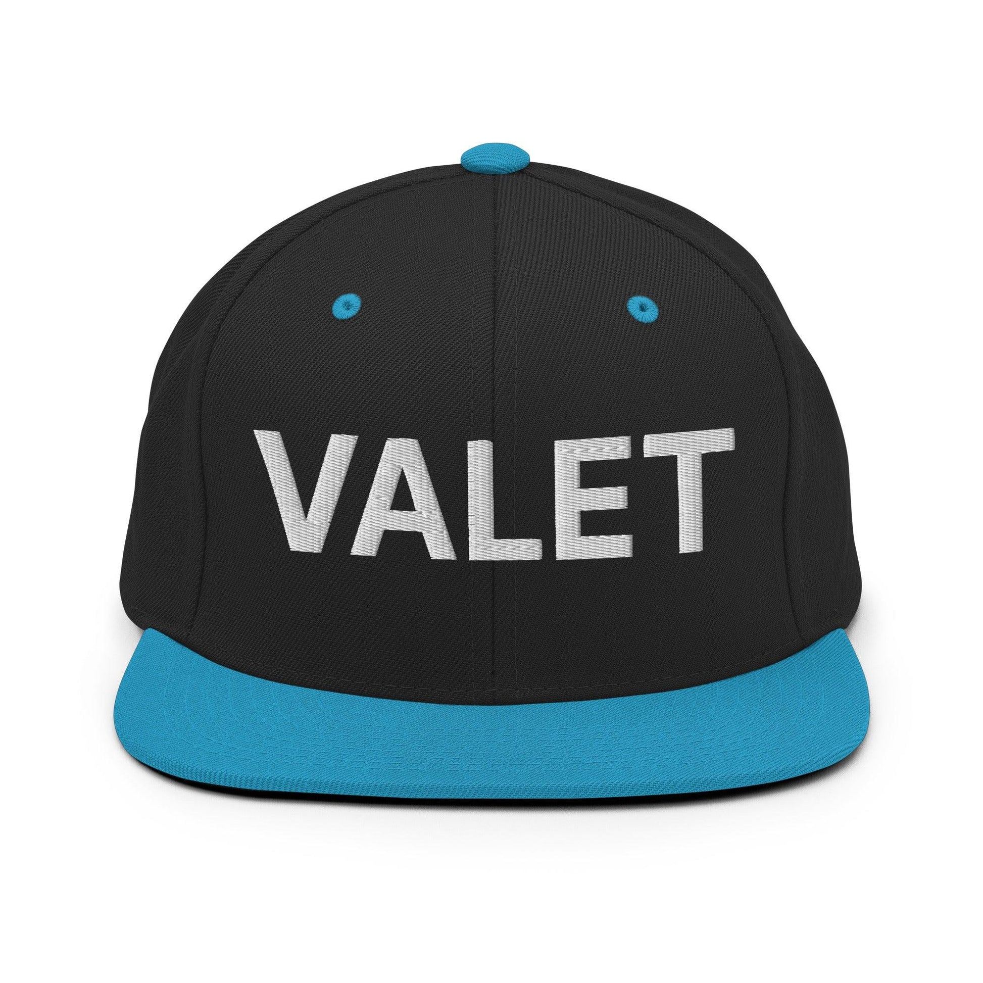 Black and blue Valet Uniform Work embroidered flat brim snapback hat for professional style