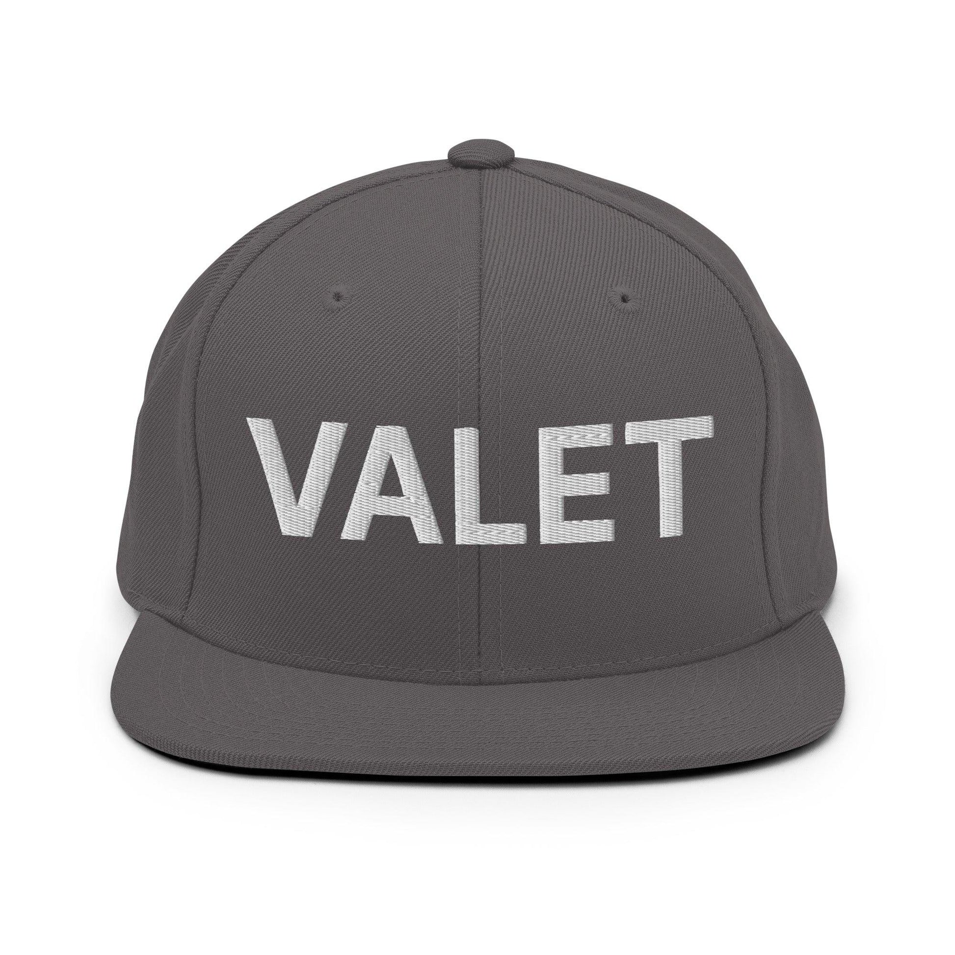 Gray valet uniform work embroidered flat brim snapback hat for professional uniforms