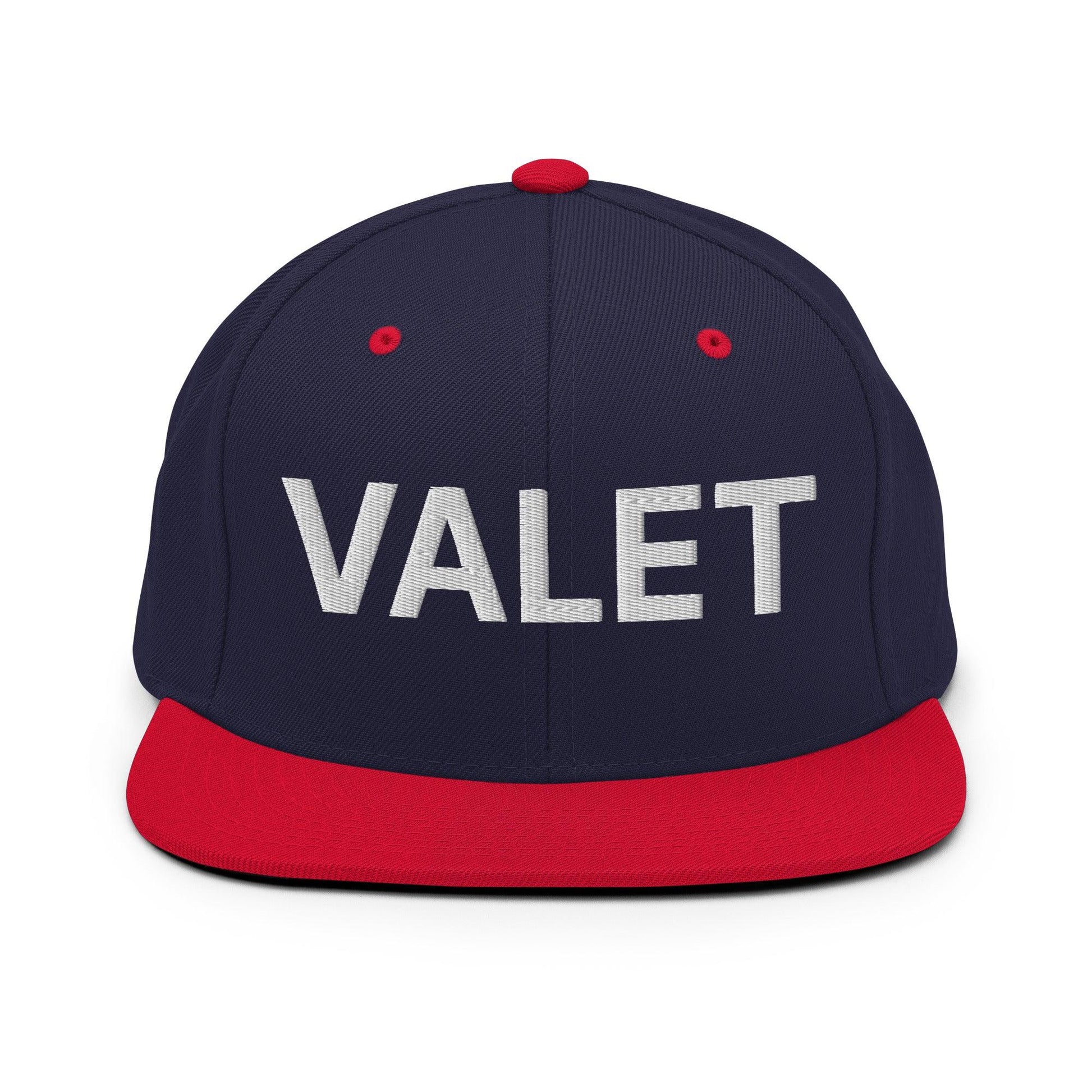 Two-tone Valet Uniform Work Embroidered Flat Bill Brim Snapback Hat for professional uniforms