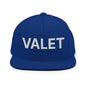 Blue valet uniform work embroidered flat brim snapback hat for professional attire