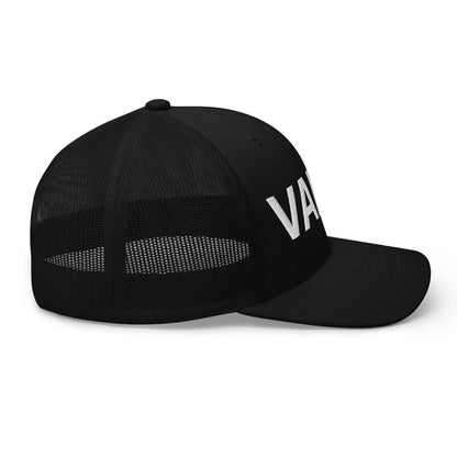 Embroidered mesh trucker hat featuring Valet Work Block design