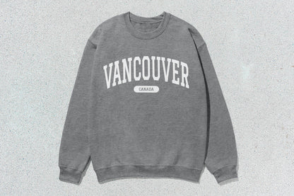Gray Vancouver unisex heavy blend crewneck sweatshirt for casual comfort