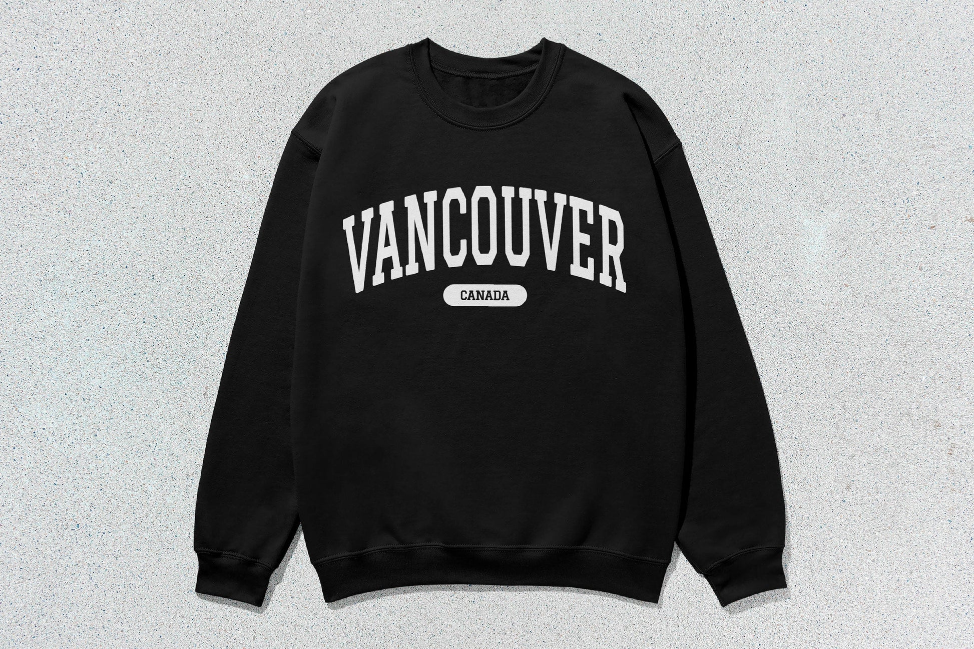 Black Vancouver unisex heavy blend crewneck sweatshirt displayed in the product image