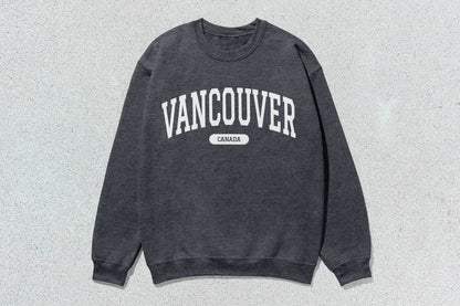 Gray Vancouver unisex heavy blend crewneck sweatshirt for a comfortable winter look