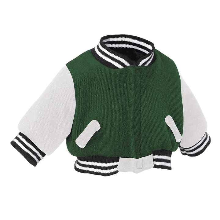 Varsity Letterman Jackets (for stuffed animals) - 90007 - Green with White sleeves - Embroider Buddy®