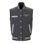 VT181 - Custom Melton vest with leather pocket welts & rib knit collar/waistband - Varsity Jackets