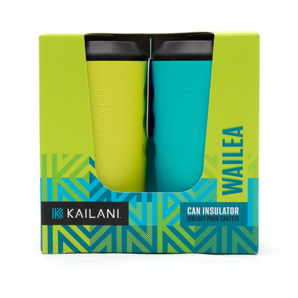 WAILEA Can Insulator Duo Pack - Sold as Six Packs of Duos (Total of 12 Insulators) - Lime/Teal - Drinkware