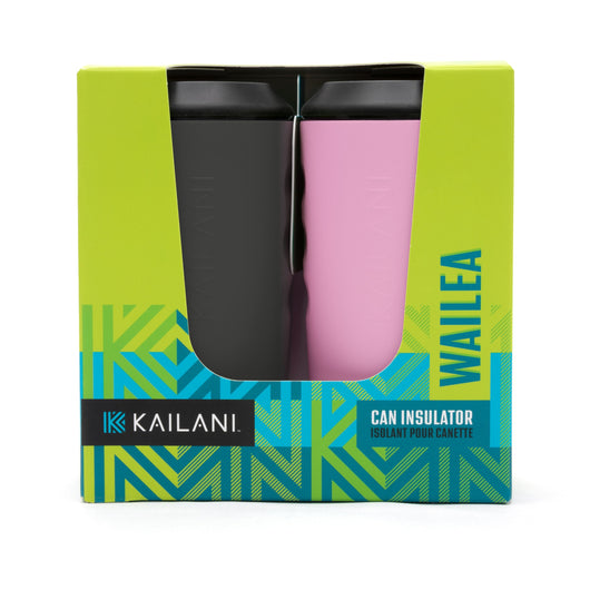 WAILEA Can Insulator Duo Pack - Sold as Six Packs of Duos (Total of 12 Insulators) - Charcoal/Pink - Drinkware